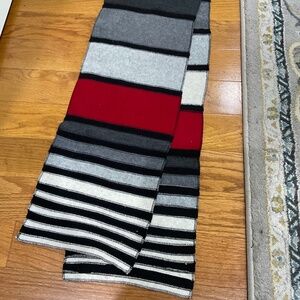 Gray and Red Stripe Fleece Scarf